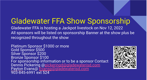  Gladewater FFA Show Sponsorship